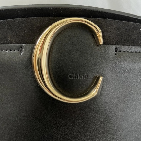 CHLOE MEDIUM ZIPPED C BLACK LEATHER TOTE BAG New With Imperfections - Picture 3 of 11